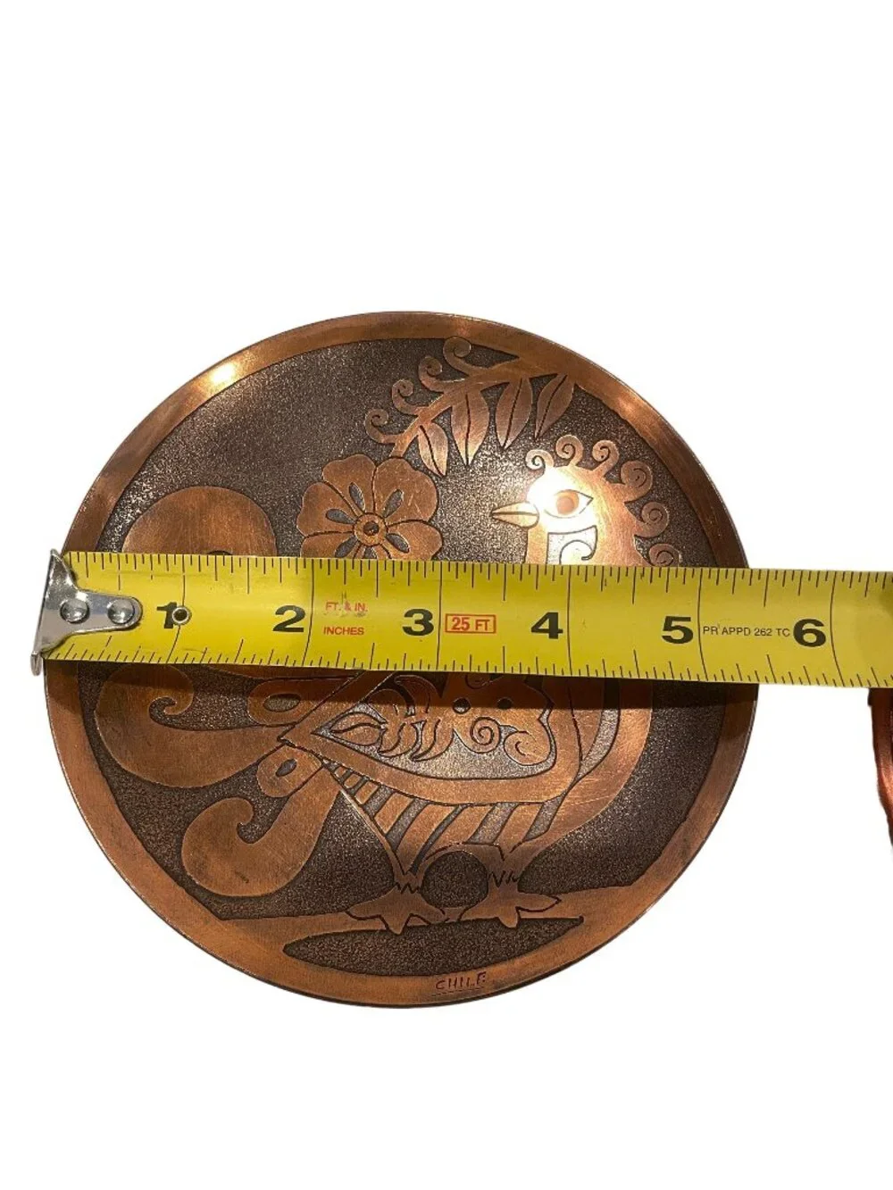 Set of Vintage Etched Copper Chilean Art Plates Folk Art Modernist Birds